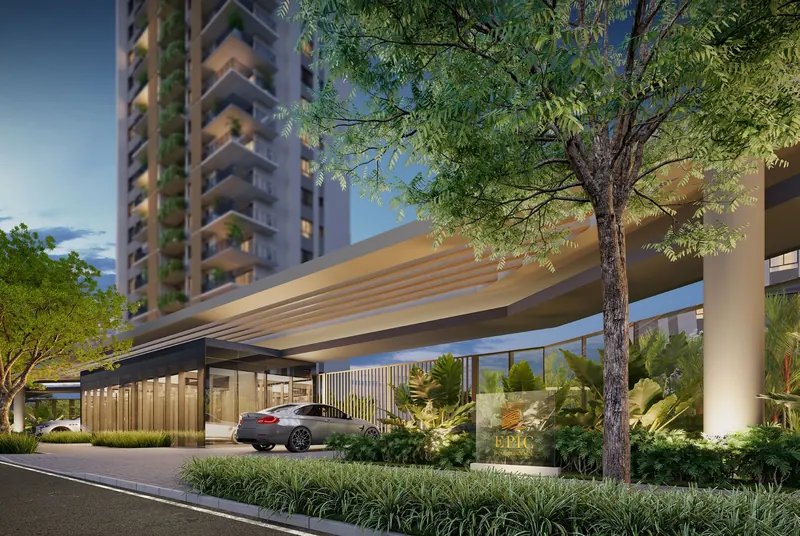 Guarita e acesso de veículos do Epic Golf Residence pela Avenida Ermanno Dallari