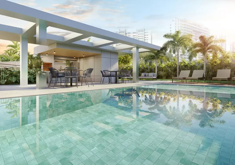Pool House com piscina e churrasqueira do Epic Golf Residence
